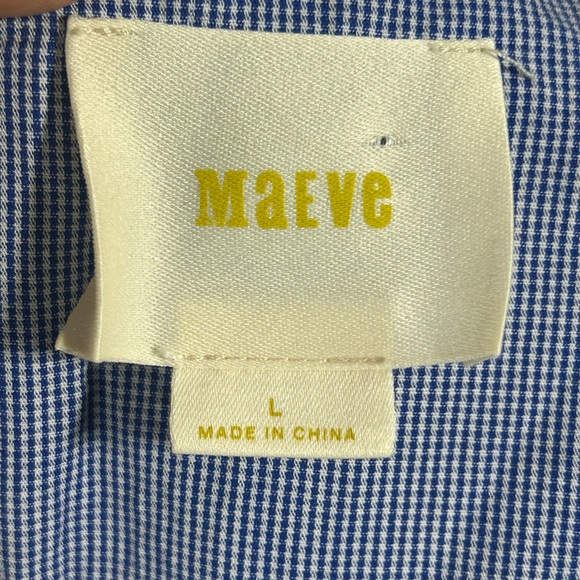 Maeve Anthropologie Ramona Asymmetrical Ruffle Blue Gingham Top Sz L No Belt - Picture 4 of 6